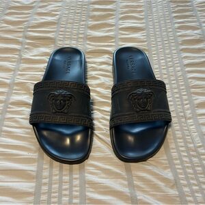 Versace Medusa Slides - Made in Italy Logo Embossed - Size US 9